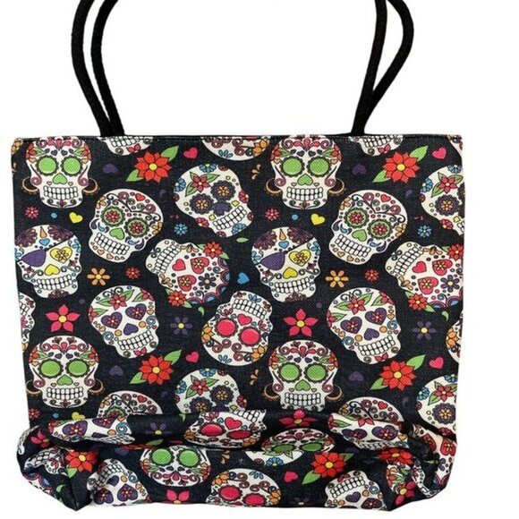 Canvas Tote Sugar Skull -NWT - Picture 3 of 4
